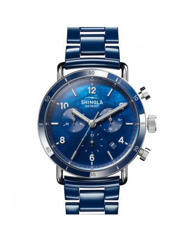 Shinola Canfield Sport 40MM Blue Mother of Pearl Chronograph Cobalt Blue Ceramic Bracelet Watch du meilleur 