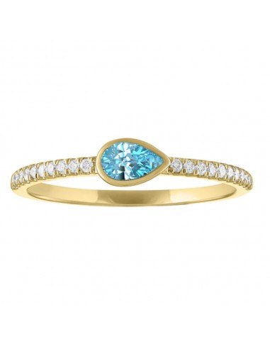 My Story "The Lizzo" Pear Shaped Bezel Set Aquamarine Ring livraison et retour toujours gratuits