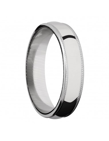 Lashbrook 5MM Cobalt Chrome Wedding Band with a Damascus Sleeve pas chere