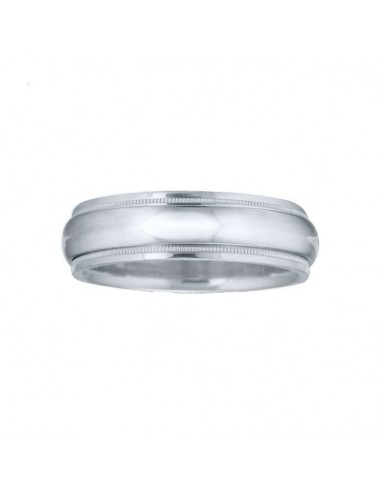 14K White Gold 6MM Domed Wedding Band with a Milgrain Edge prix