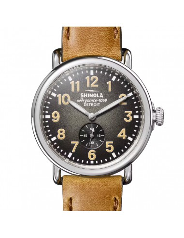 Shinola 41MM Runwell Degrade Black Dial Leather Watch S0120245781 destockage