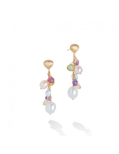 Marco Bicego Paradise Collection 18K Yellow Gold Mixed Gemstone and Pearl Short Drop Earrings du meilleur 