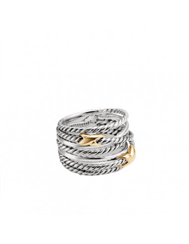 David Yurman Crossover Double X Sterling Silver & 18K Gold Ring ouvre sa boutique