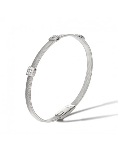 Marco Bicego Masai Collection 18K White Gold and Diamond Three Station Bracelet Pour