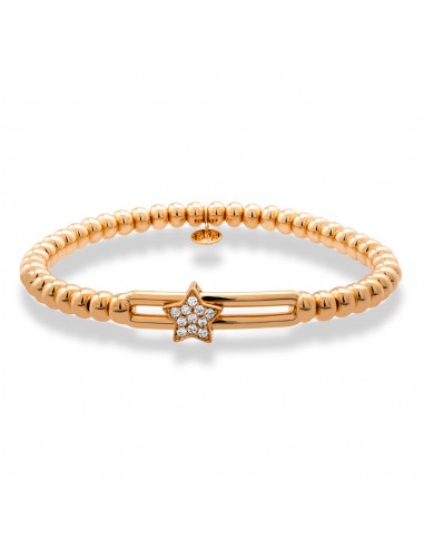 Hulchi Belluni Fidget Bracelet with Single Pave Diamond Moveable Star Yellow Gold Stretch Stackable paiement sécurisé