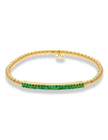 Hulchi Belluni Bracelet with Tsavorite Green ID Bar Yellow Gold Stretch Stackable 21348GR-YS l'évolution des habitudes 