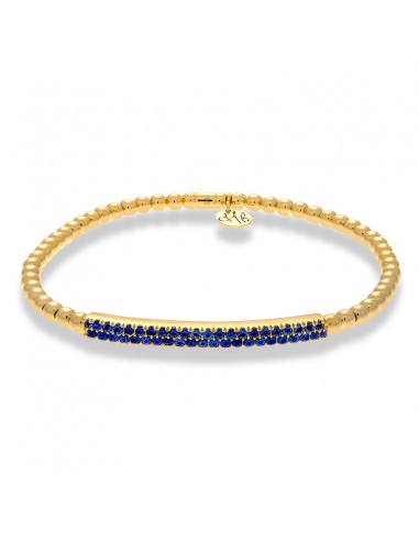 Hulchi Belluni Bracelet with Pave Sapphire ID Bar Yellow Gold Stretch Stackable 21348H4BL Comparez et commandez 