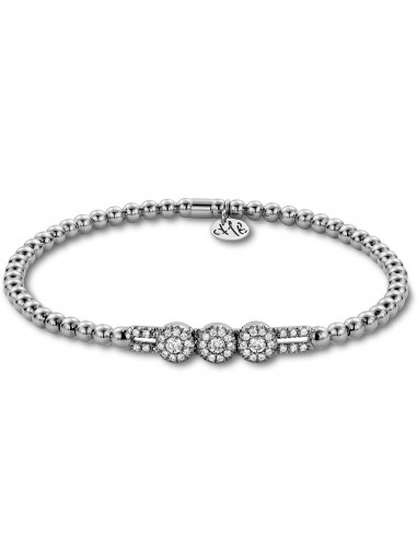 Hulchi Belluni Fidget Bracelet with Three Pave Diamond Moveable Stations White Gold Stretch Stackable vous aussi creer 