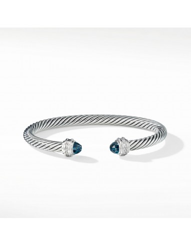 David Yurman 5MM Cable Bracelet with Hampton Blue Topaz and Diamonds plus qu'un jeu 