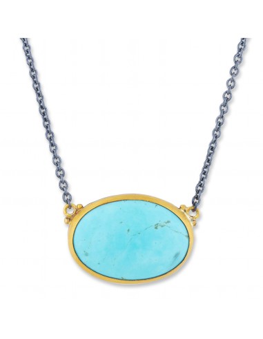 Lika Behar 24k Gold & Silver "Gela" Oval Kingman Arizona Turquoise Necklace Comparez plus de prix