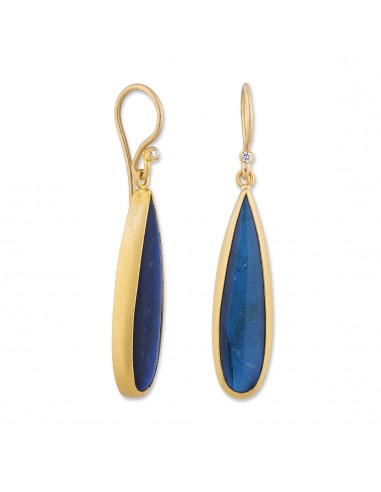 Lika Behar "Nightfall" Earrings Pear Shape Labradorite Drop with Diamonds 24K Les magasins à Paris et en Île-de-France