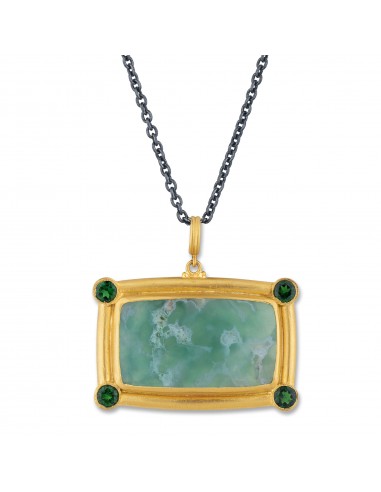 Pre-owned Lika Behar "My World" Necklace with Rectangle Aquaprase & Tsavorites 24K ouvre sa boutique