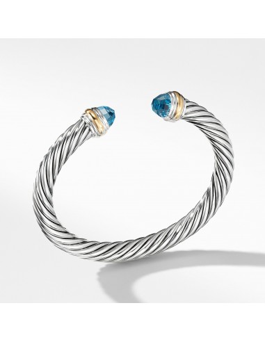 David Yurman 7MM Cable Bracelet with Blue topaz and 14K Gold de technologie