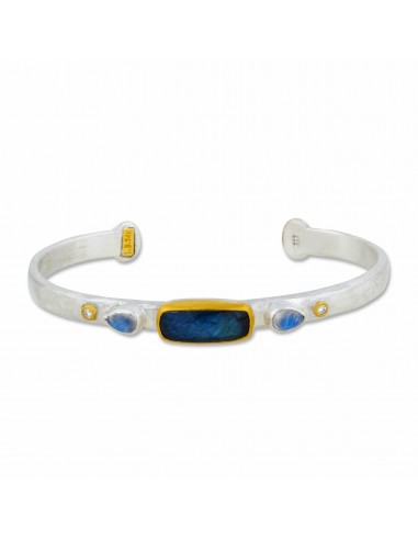 Lika Behar "Moondance" Open Bracelet Silver & 24K Gold Moonstone & Labradorite Onyx Doublet suggérées chez