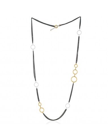 Lika Behar "Bubbles" Multichain Necklace in Sterling Silver & 24K Gold 36" BUB-N-115-GXSIL en stock