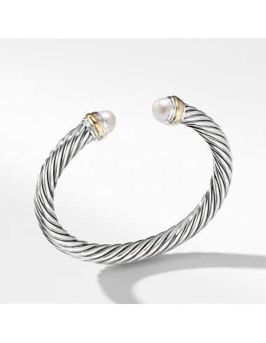 David Yurman 7MM Cable Bracelet with Pearl and 14K Gold la colonne vertébrale