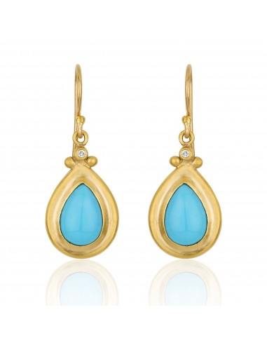 Pre-owned Lika Behar 24k Gold "Didyma" Sleeping Beauty Turquoise Drop Earrings DI-E-103-GDTQ À commander