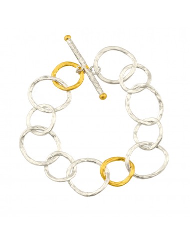 Lika Behar "Bubbles" Bracelet Sterling Silver & 24K Gold Toggle 7.5" BUB-B-606-SILG-18 Venez acheter