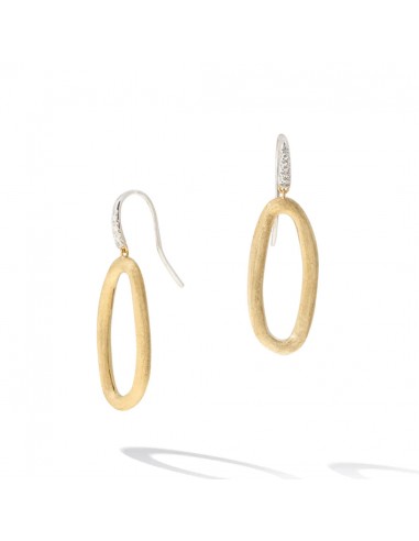 Marco Bicego Jaipur Link Collection 18K Yellow & White Gold Oval Link Diamond Hook Earrings pas cher chine