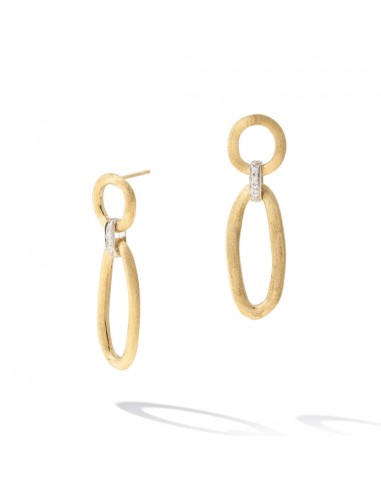 Marco Bicego Jaipur Link Collection 18K Yellow & White Gold Mixed Link Diamond Drop Earrings pas chere