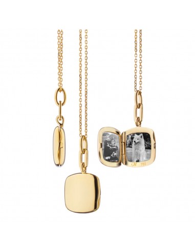 Monica Rich Kosann Slim "Viv" Locket Necklace 18k Gold Amélioration de cerveau avec