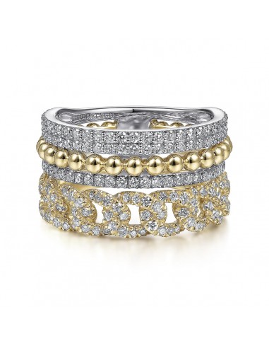 Gabriel 14K White-Yellow Gold Wide Band Layered Diamond Easy-Stackable, 11.4MM ou a consommer sur place