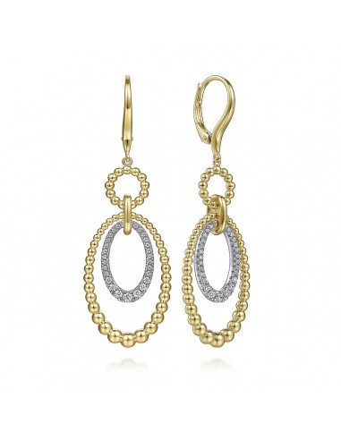 Gabriel 14K White-Yellow Gold Bujukan Diamond Drop Earrings, 34.5mm outlet