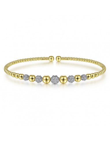 Gabriel 14K Yellow-White Gold Bujukan Cuff Bracelet with Pave Diamond Stations l'évolution des habitudes 