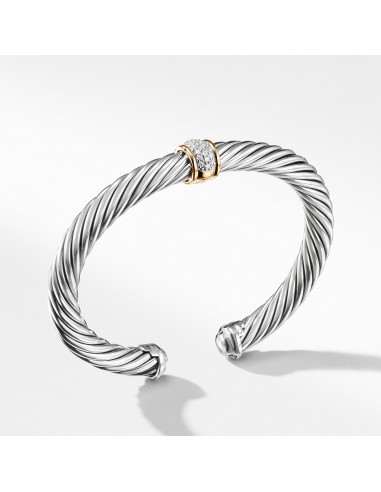 David Yurman 7MM Cuff Bracelet with Diamonds and Gold est présent 