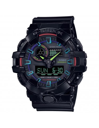 CASIO G-SHOCK GA700RGB-1A Rainbow Glossy Black Gamers Watch livraison et retour toujours gratuits