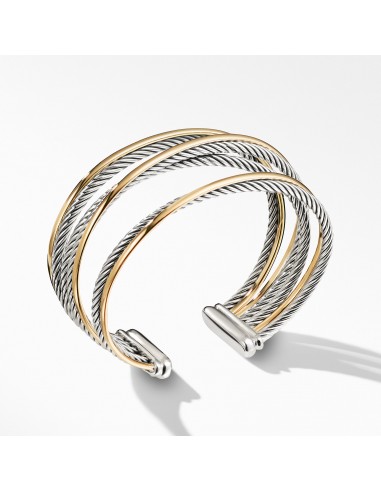 David Yurman Crossover Four-Row Cuff Bracelet with Gold Fin de série