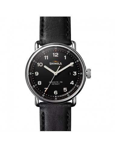 Shinola Canfield Model C56 43MM Black Dial Black Aniline Leather Watch S0120266180 s'inspire de l'anatomie humaine