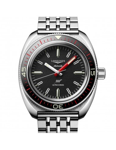 Longines Ultra-Chron Black Red Steel Watch L28364526 Jusqu'à 80% De Réduction