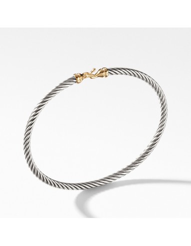 David Yurman Buckle Cable Bracelet with Gold Hook Clasp 3mm paiement sécurisé