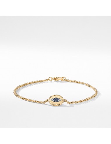 David Yurman Evil Eye Charm Bracelet with Blue Sapphire, Diamonds and Black Diamonds in Gold Toutes les collections ici