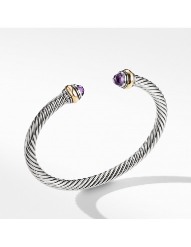 David Yurman 5MM Cable Classic Bracelet with Amethyst and Gold brillant des détails fins