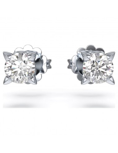 Swarovski Diamond Round Stud 14K White Gold Earrings .50ctw france