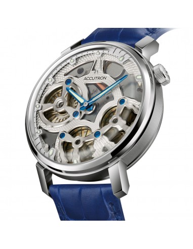 Accutron Spaceview Evolution ElectroStatic Silver Dial Blue Strap Watch 26A209 en ligne