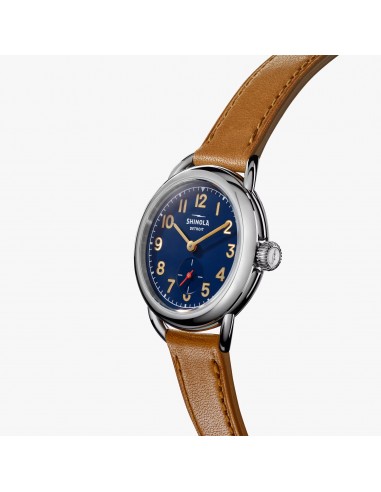 Shinola Runabout 36mm Navy Blue Watch Bourbon Strap S0120273248 Découvrez la collection