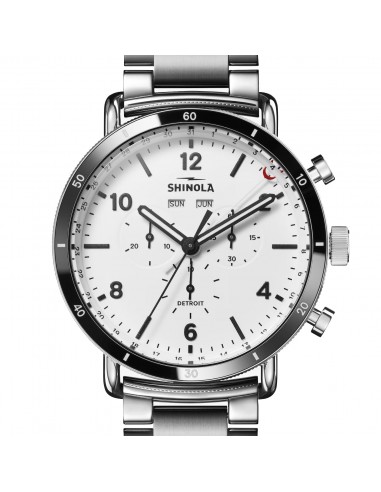 Shinola 45MM Canfield Sport Chronograph Steel White Watch S0120283783 l'évolution des habitudes 