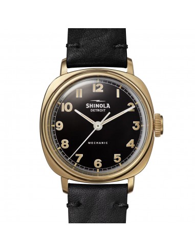 Shinola 39mm The Mechanic Watch Black Dial & Gold Case S0120273242 paiement sécurisé