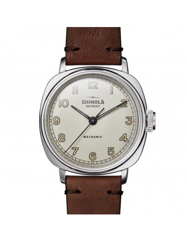 Shinola 39mm The Mechanic Watch White Dial & Steel Case S0120273244 est présent 