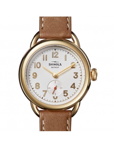 Shinola Runabout Silver & Gold 36mm Bourbon Strap Watch 20266188 livraison et retour toujours gratuits