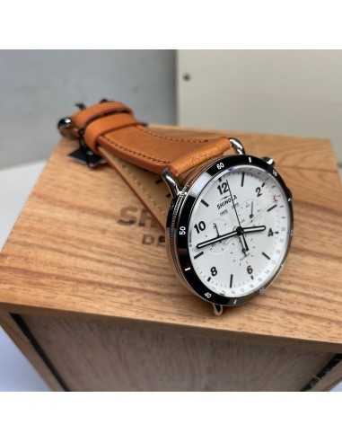 Shinola 45MM Canfield Sport Chronograph Steel Leather White Watch 20141501 prix