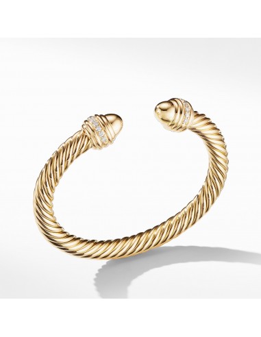 David Yurman 7MM Cable Bracelet in 18K Gold with Gold Dome and Diamonds en linge