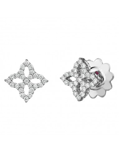 Roberto Coin 18K White Gold Princess Flower Diamond Outline Small Stud Earrings 50% de réduction en Octobre 2024