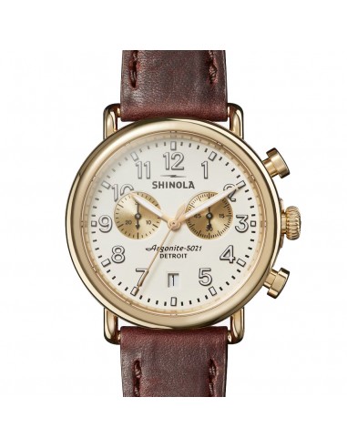 Shinola 41MM Runwell Gold PVD Two-Eye Chronograph Ivory Dial Watch S0120141502 Pour