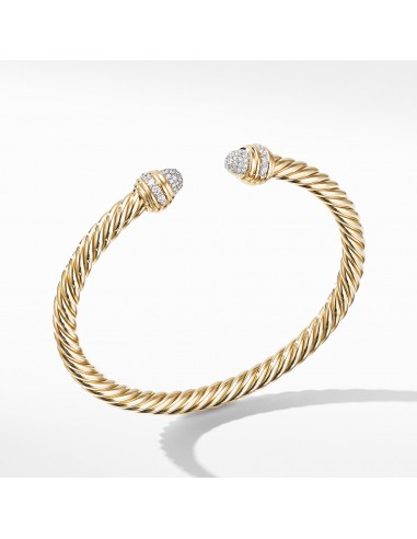 David Yurman 5MM Cable Bracelet in 18K Yellow with Diamonds de France