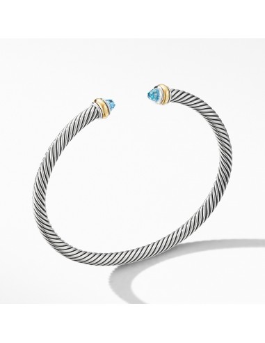 David Yurman 4MM Cable Classic Bracelet with Blue Topaz and 18K Yellow Gold en ligne des produits 