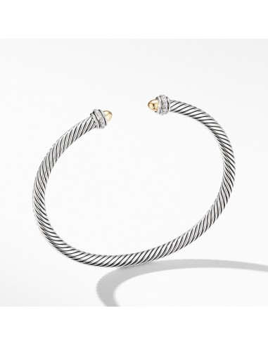 David Yurman 4MM Cable Classic Bracelet with 18K Yellow Gold Domes and Diamonds Profitez des Offres !